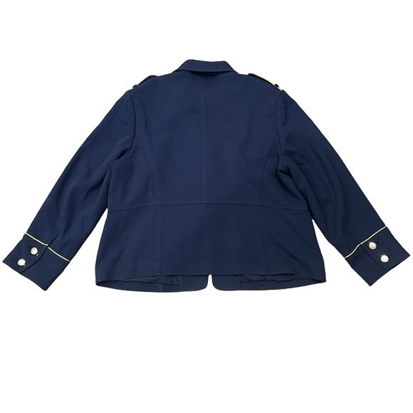 Chico's Women's Military Button Jacket Navy Gold Size XLP/16P - Picture 4 of 10
